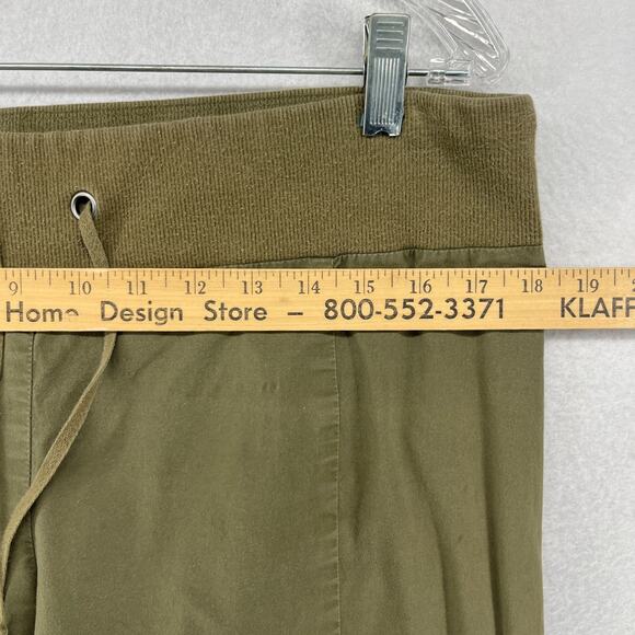 EILEEN FISHER Pants M Stretch Organic Cotton Canvas Tapered Drawstring Green - Picture 10 of 14